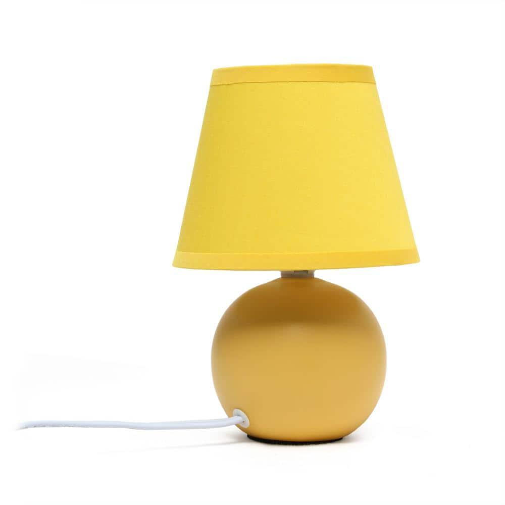 Simple Designs 8.66" Compact Ceramic Globe Table Lamp with Stylish Shade (Includes LED Light Bulb) Yellow