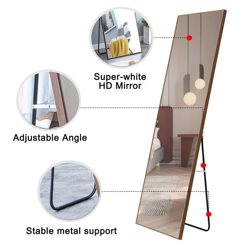 2025 New 65" x 23" Full Length Mirror, Wall/Floor Mounted Dressing Mirror with Wooden Frame, Decorative Mirror for Living Room, Bedroom, Cloakroom