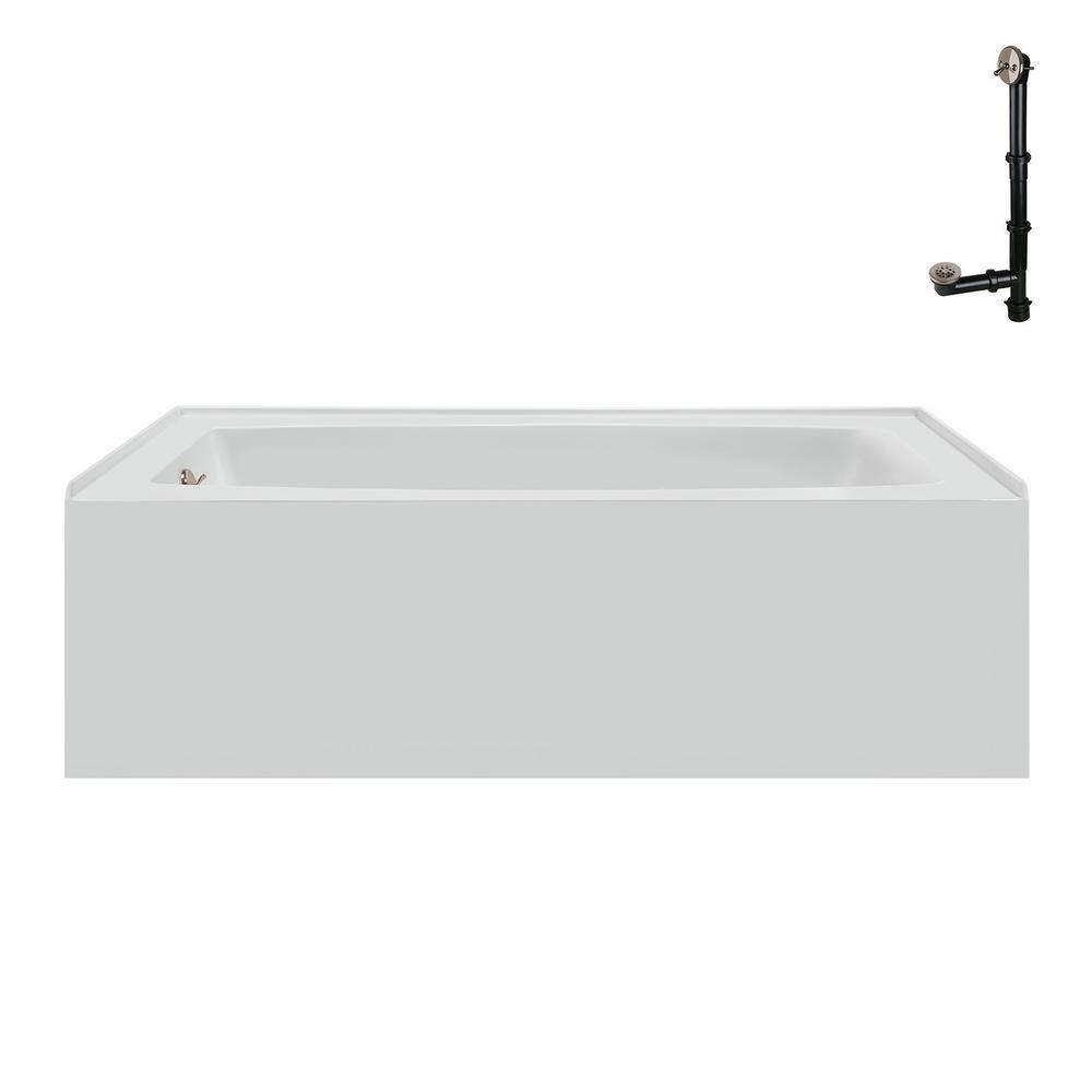 Streamline 60 in. x 30 in. Acrylic Left-Hand Drain Alcove Bathtub in Glossy White With External Drain