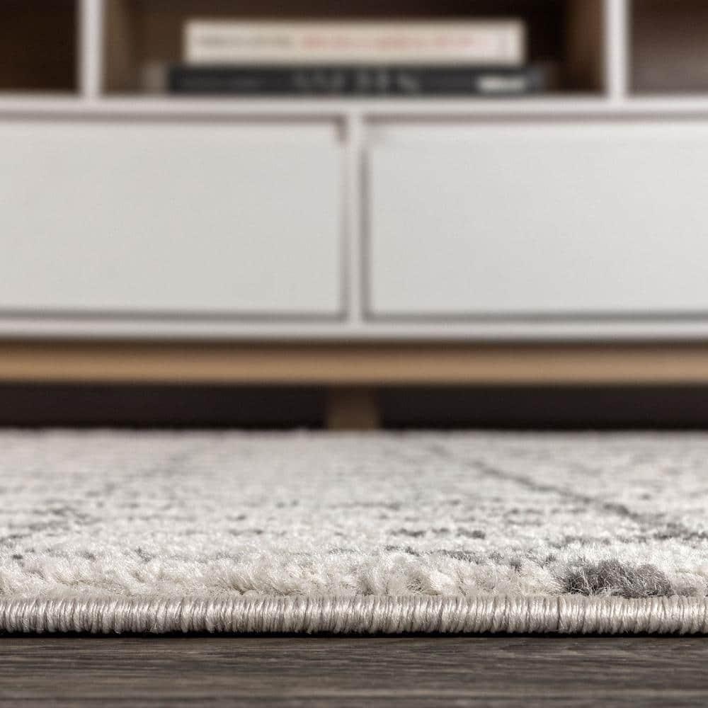 8'x10' Izil Moroccan Beni Souk Area Rug, Cream/Gray - JONATHAN Y