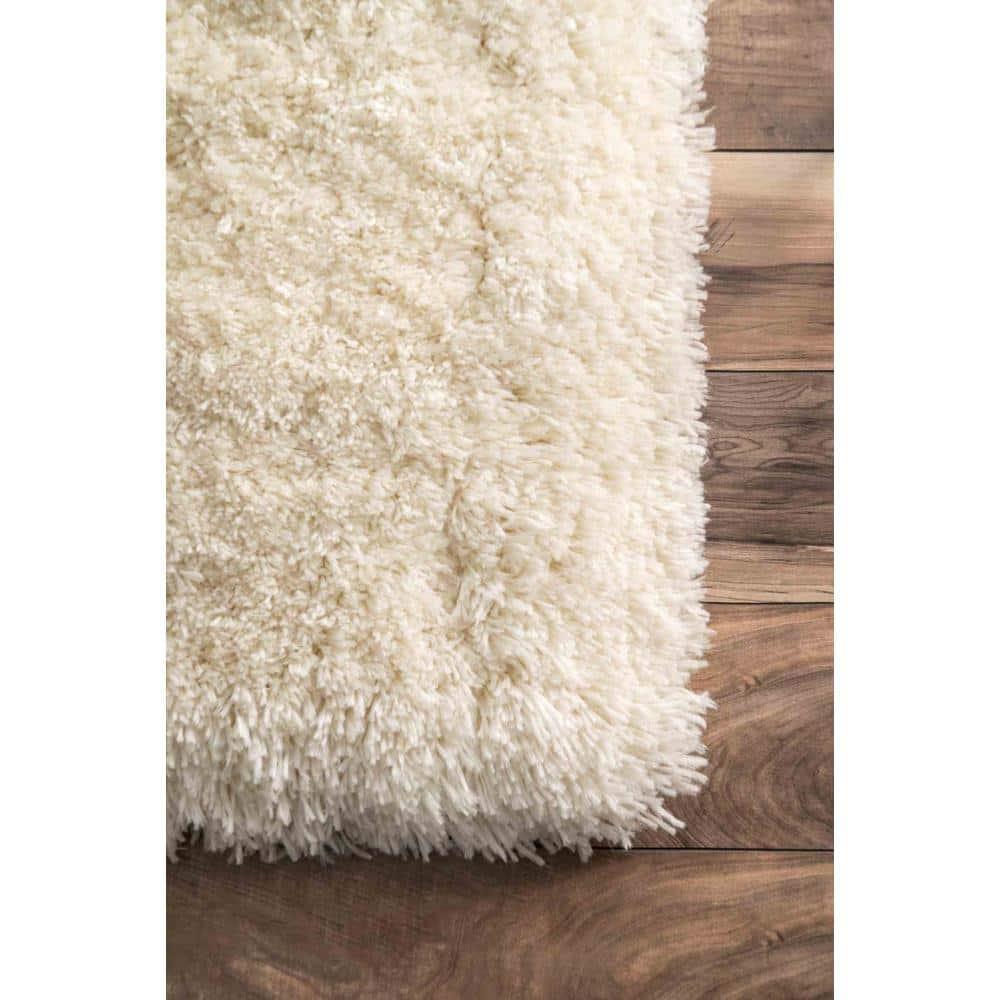 4'x6' Hand Tufted Kristan Shag Area Rug Ivory - nuLOOM: Contemporary High Pile, Skid-Resistant, Indoor Use