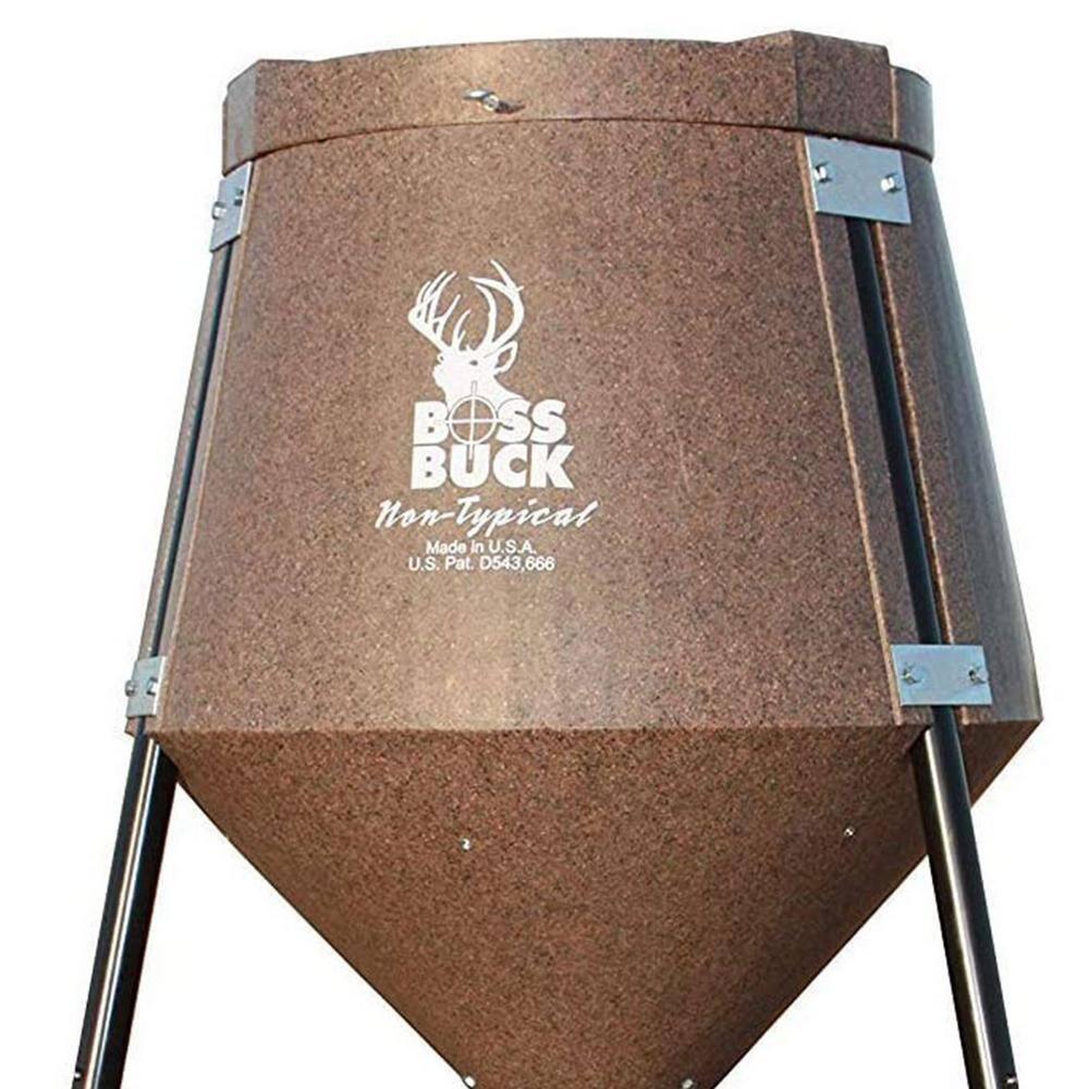 Boss Buck 200 Pound Capacity Gravity Fed Tripod, Corn and Protein Pellet Feeder with 3 Way Adjustable Flow Control for Wildlife, Game, & Deer (2 Pack)