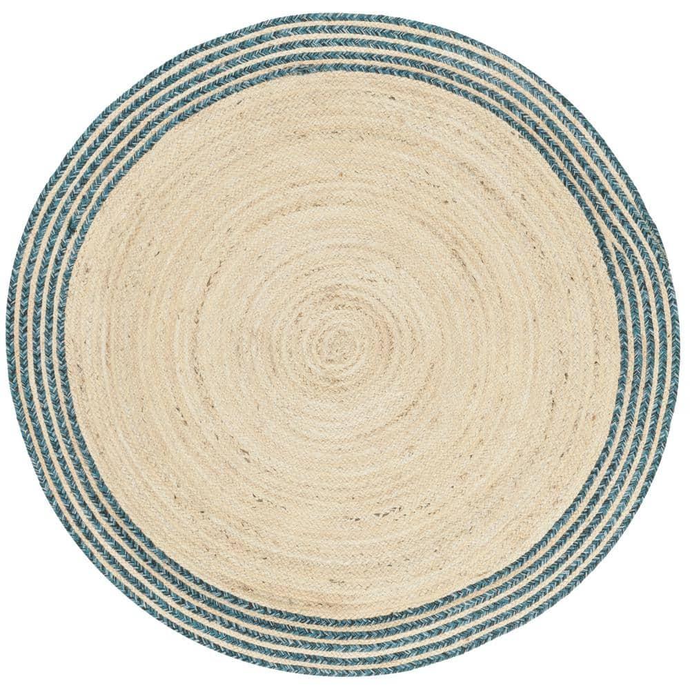 Cape Cod CAP204 Hand Woven Area Rug - Ivory/Blue - 4' Round - Safavieh.