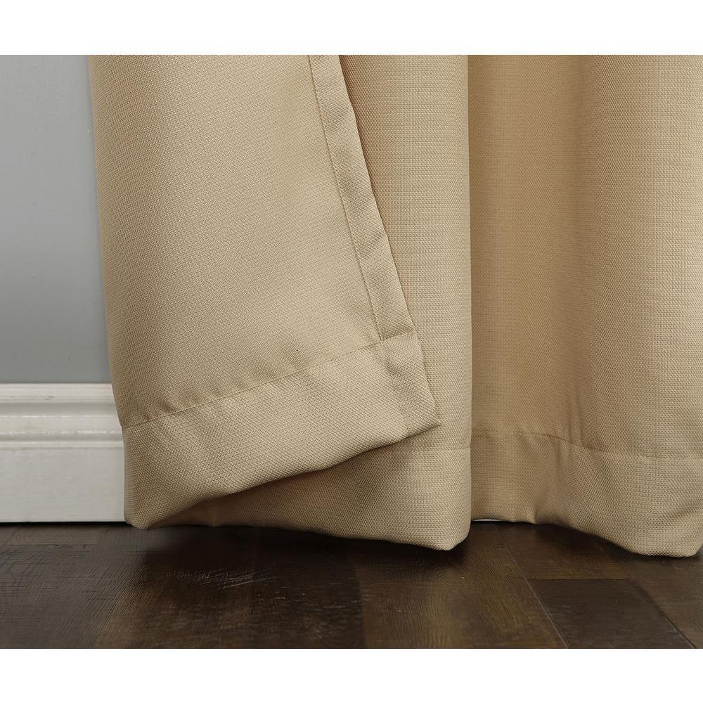 48"x84" No. 918 Semi-Sheer Montego Casual Textured Grommet Curtain Panel Taupe: Modern Light Filtering Panel