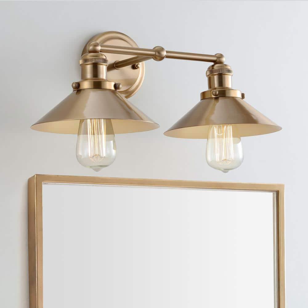 July 17.5" 2-light Metal Vanity Light, Brass Gold