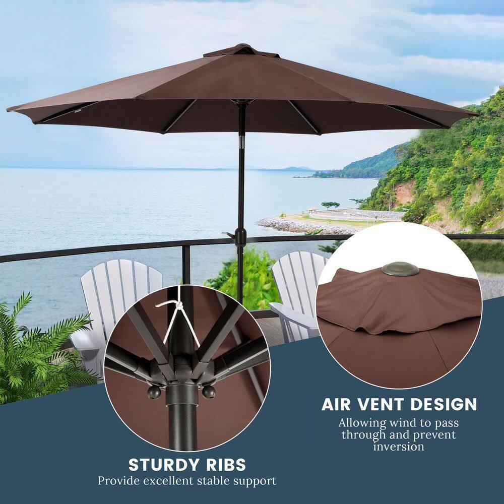 WestinTrends 9 Ft Outdoor Patio Market Table Umbrella with Tilt and Crank, Coffee