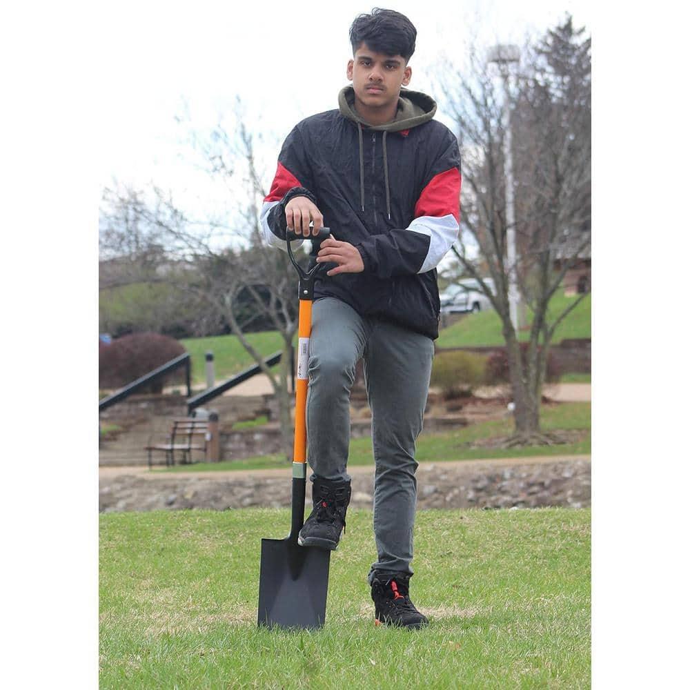 Ashman Online Heavy Duty Spade Shovel - 41 inches Long Orange Metal Shovel With D Grip Handle (1 Pack)