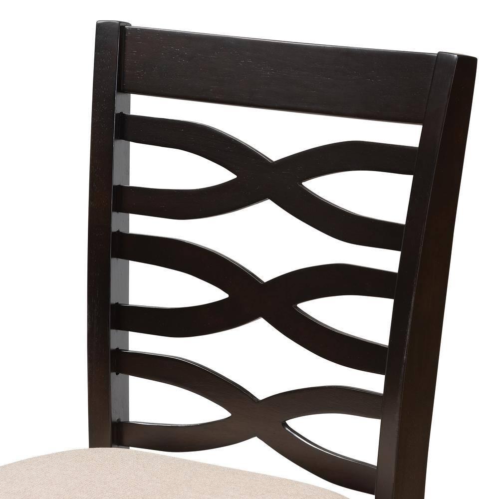 Baxton Studio Set of 2 Caron Finished Wood Counter Height Barstools Sand Brown: Rubberwood Frame, Foam Padded, Cut-Out Back Design