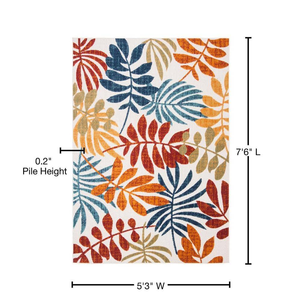 Cabana CBN814 Power Loomed Indoor/Outdoor Area Rug - Creme/Red - 5'3"x7'6" - Safavieh.