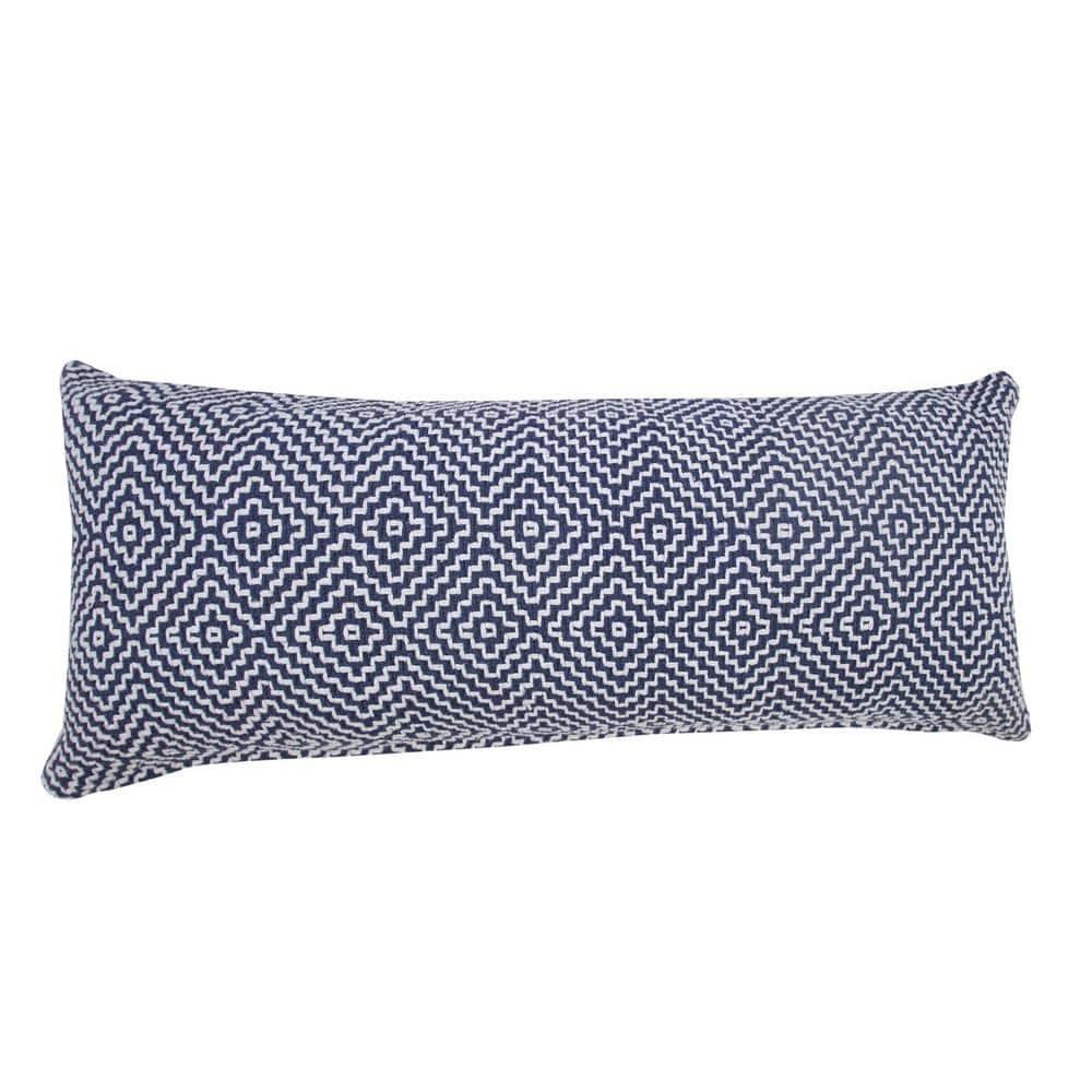 Ox Bay 14" x 36" Modern, Bohemian, Coastal, Farmhouse Blue, White, Multi-color Geometric Cotton Throw Pillow , Zip Closure