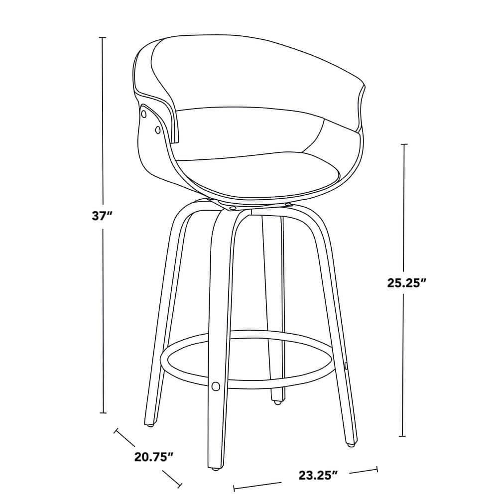 LumiSource Vintage Mod Fixed-Height Counter Stool - Set Of 2