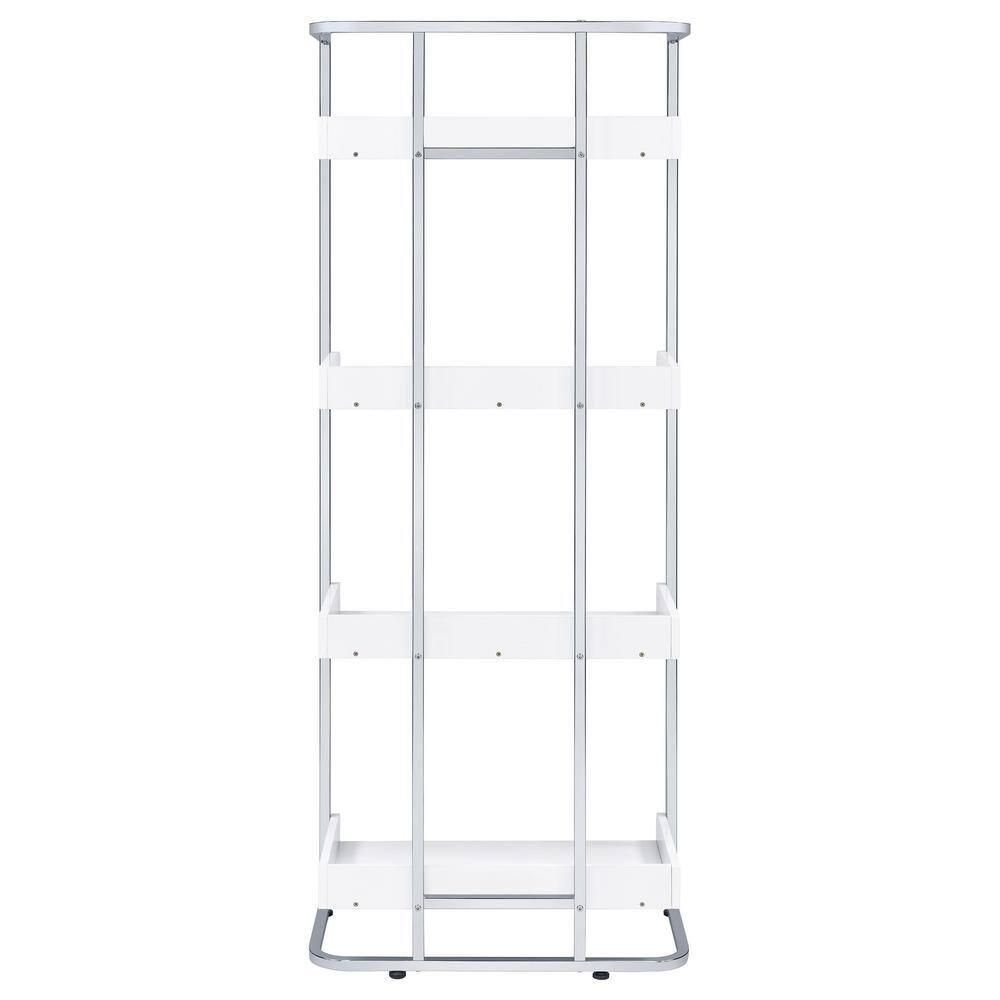 67.5" Ember 4 Shelf Bookcase White High Gloss - Coaster: Laminated, Modern Style, Includes Anti-Tip Hardware