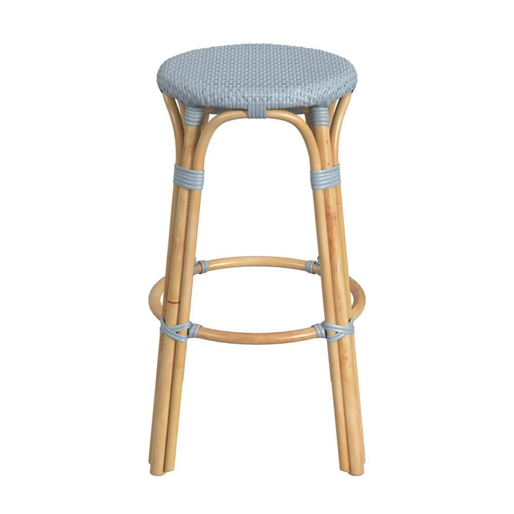 Butler Specialty Company Tobias Round Rattan 30" Bar Stool - Baby Blue