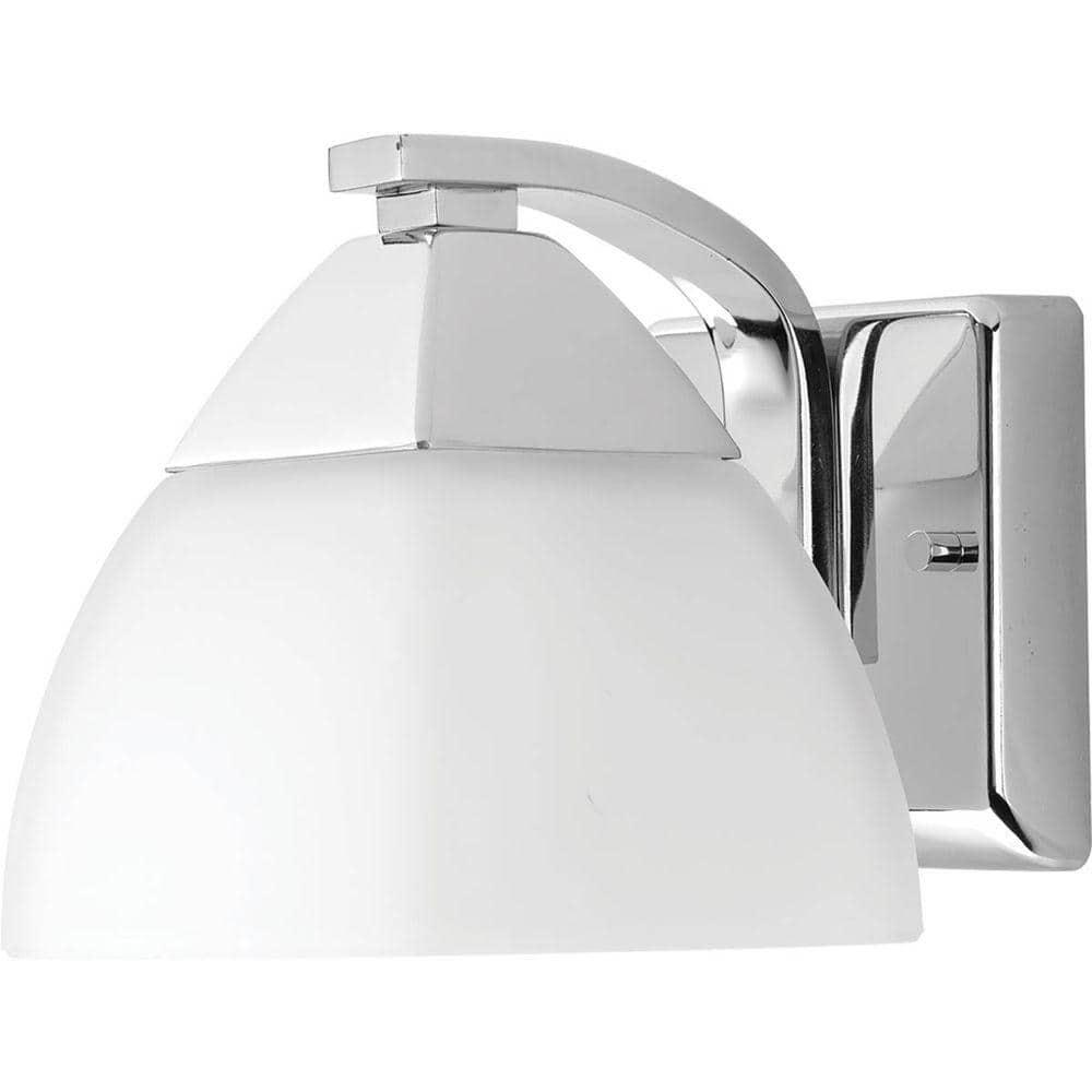 Progress Lighting, Appeal Collection, 1-Light Bath Wall Light, Brushed Nickel, Etched White Glass Shade