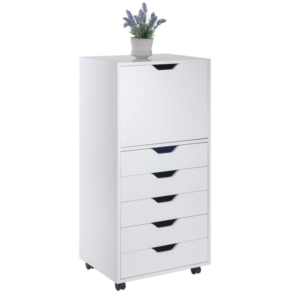 Halifax 5 Drawer Cabinet White - Winsome: Wood Composite Office Furniture, Printer Stand with Storage