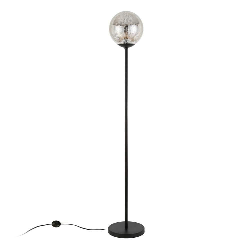 Evelyn&Zoe Oula 66" Tall Floor Lamp with Glass Shade, Blackened Bronze/Mercury Glass