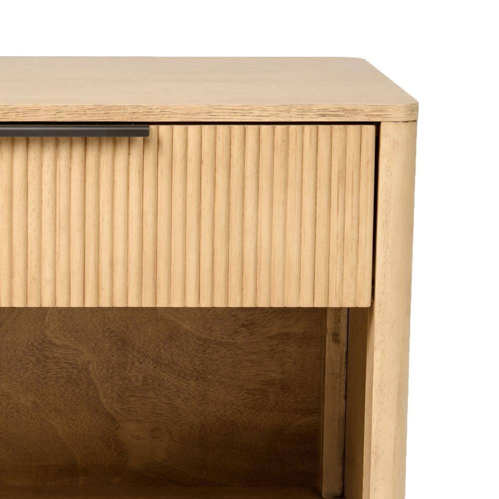 Benjara Noe Celia 32 Inch Nightstand, 1 Drawer, Shelf, Metal