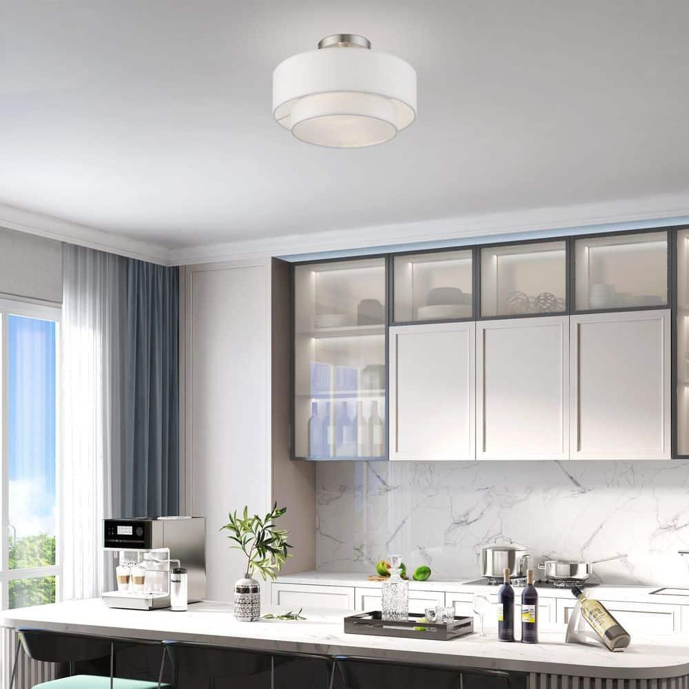 Livex Lighting Meridian 2 - Light Semi-Flush Mount in  Brushed Nickel