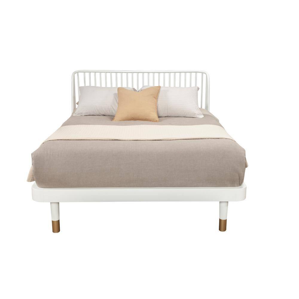Alpine Furniture Madelyn Standard King Slat Back Wood Platform Bed in White