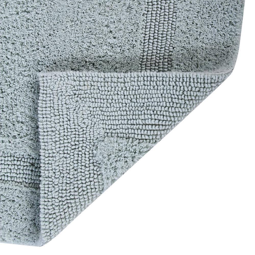 Better Trends Lux 100% Cotton Tufted Solid Reversible Bath Rug Set 2 PC (17" x 24" | 21" x 34") - Blue
