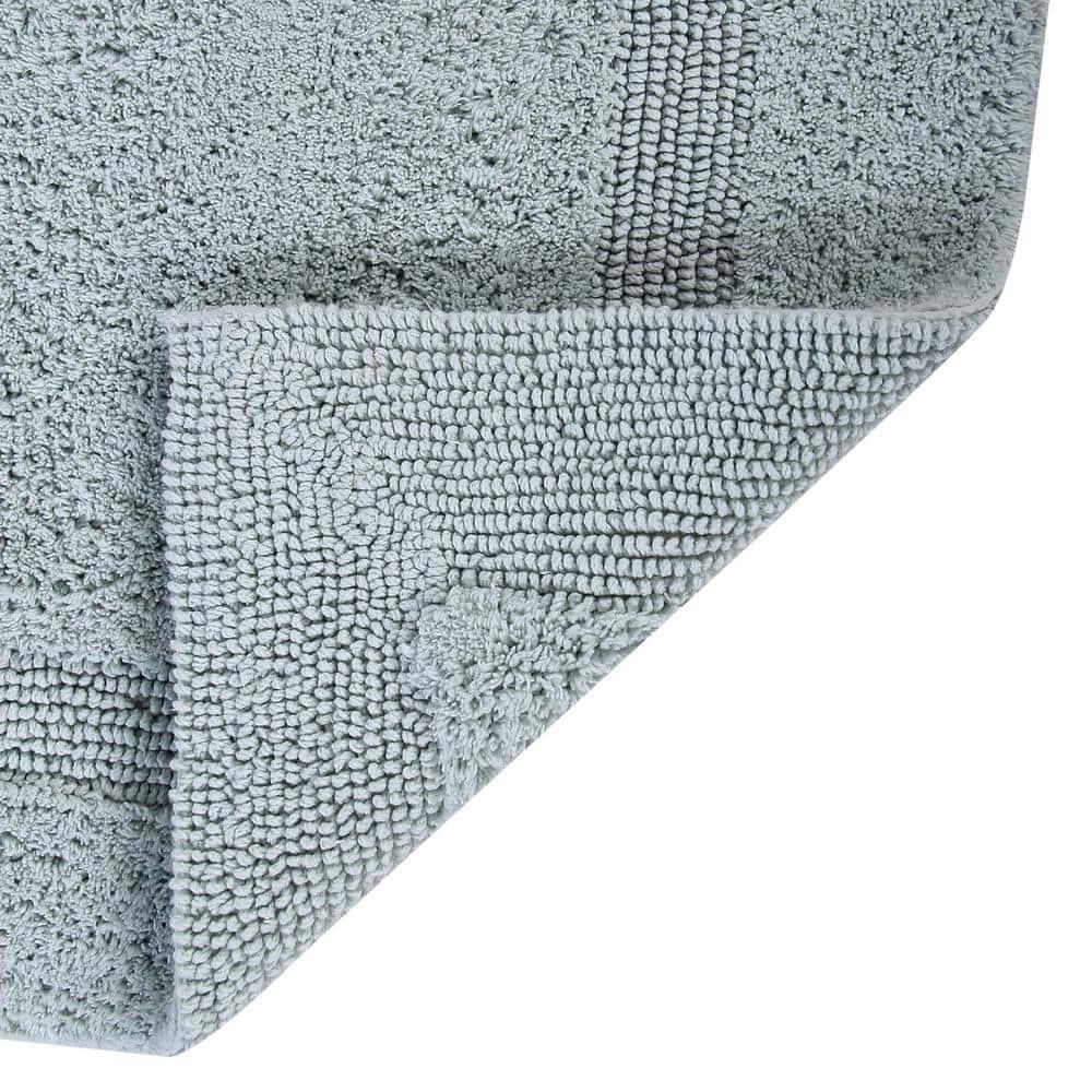 Better Trends Premium 4 Piece Bathroom Rug Set 100% Cotton, Extra Soft Tufted Bath Mat, Water Absorbent & Reversible Mat, Blue Lux Collection 
