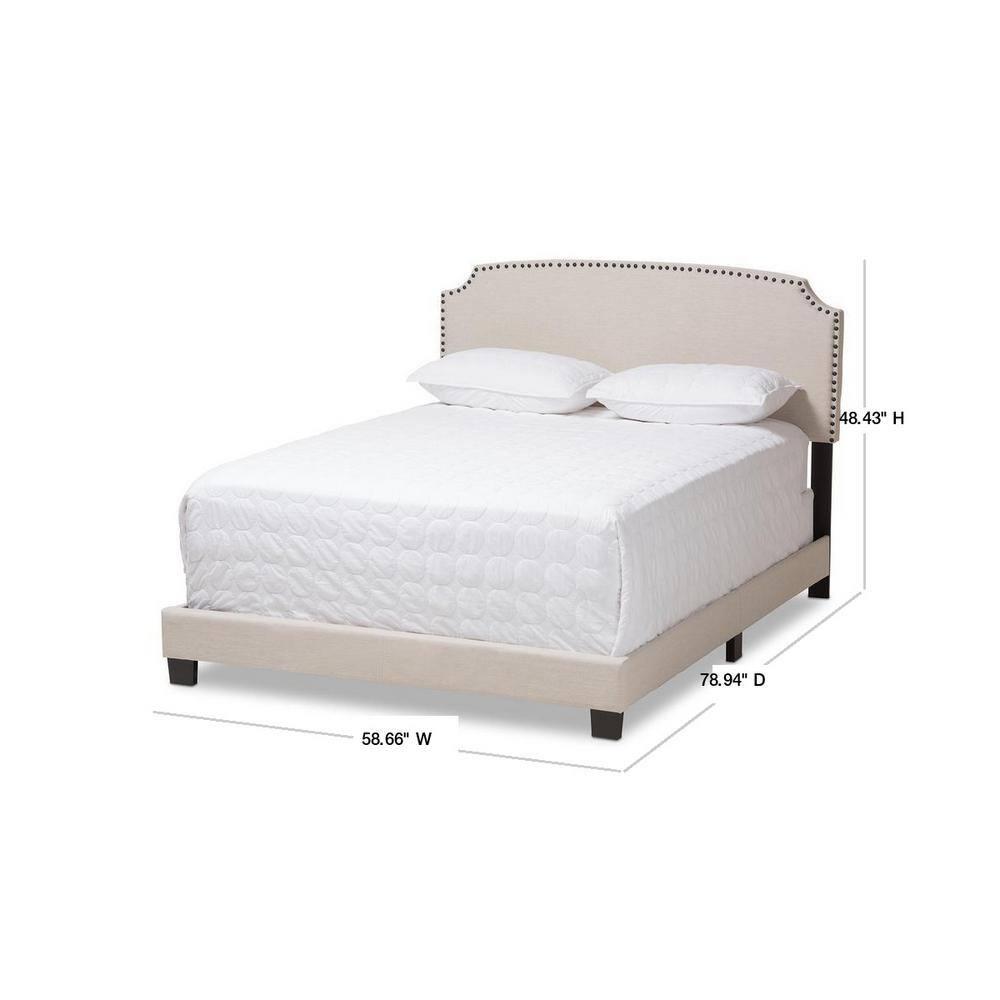 Baxton Studio Full Odette Modern and Contemporary Fabric Upholstered Bed Light Beige : Hardwood Frame, Polyester Fill