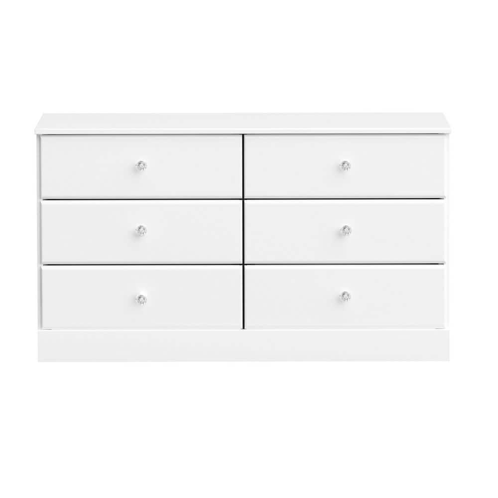 Astrid 6 Drawer Dresser White - Prepac: Laminated Wood Composite, Easy-Glide, Safety Stops