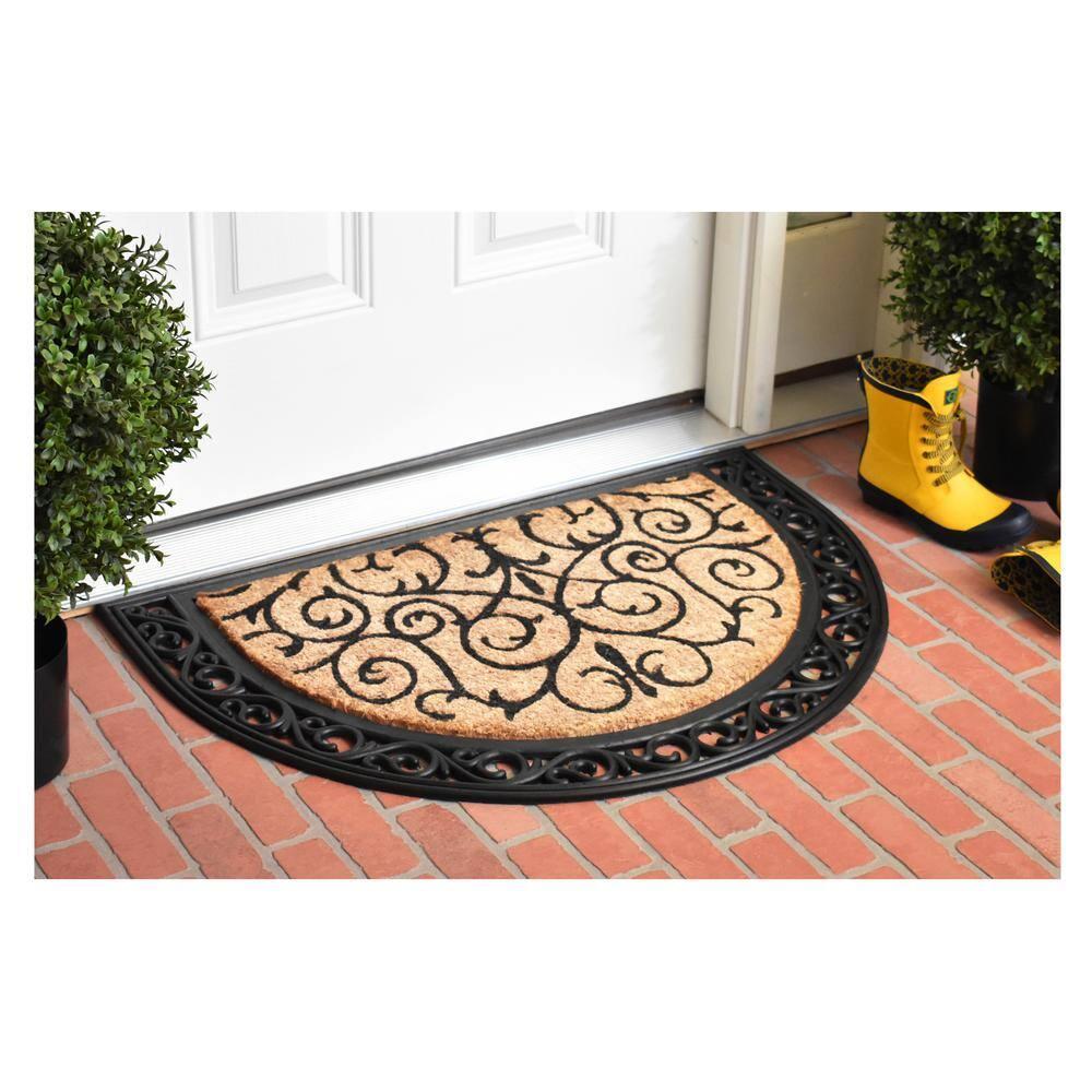Home & More   Coir & Rubber Ornate Scroll Doormat