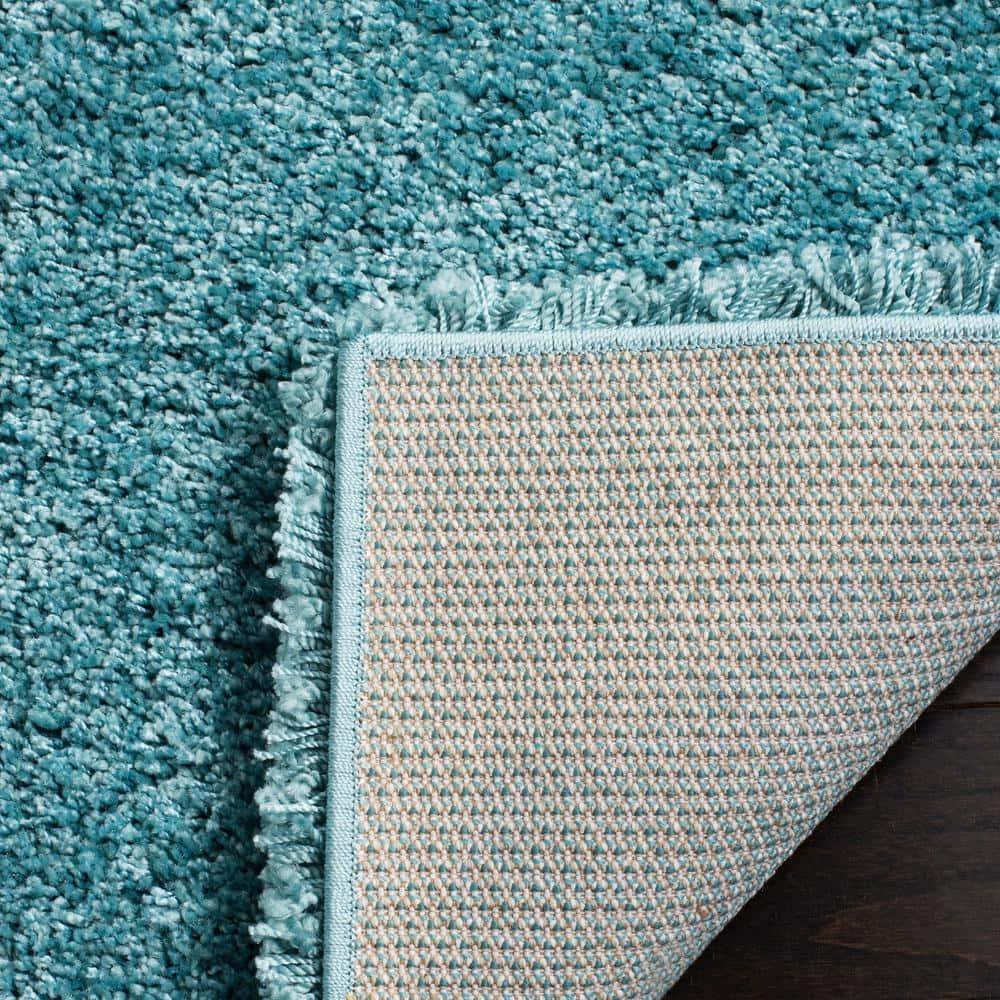 SAFAVIEH Milan Harlow Solid Plush Shag Area Rug, Aqua Blue, 10' x 10' Square