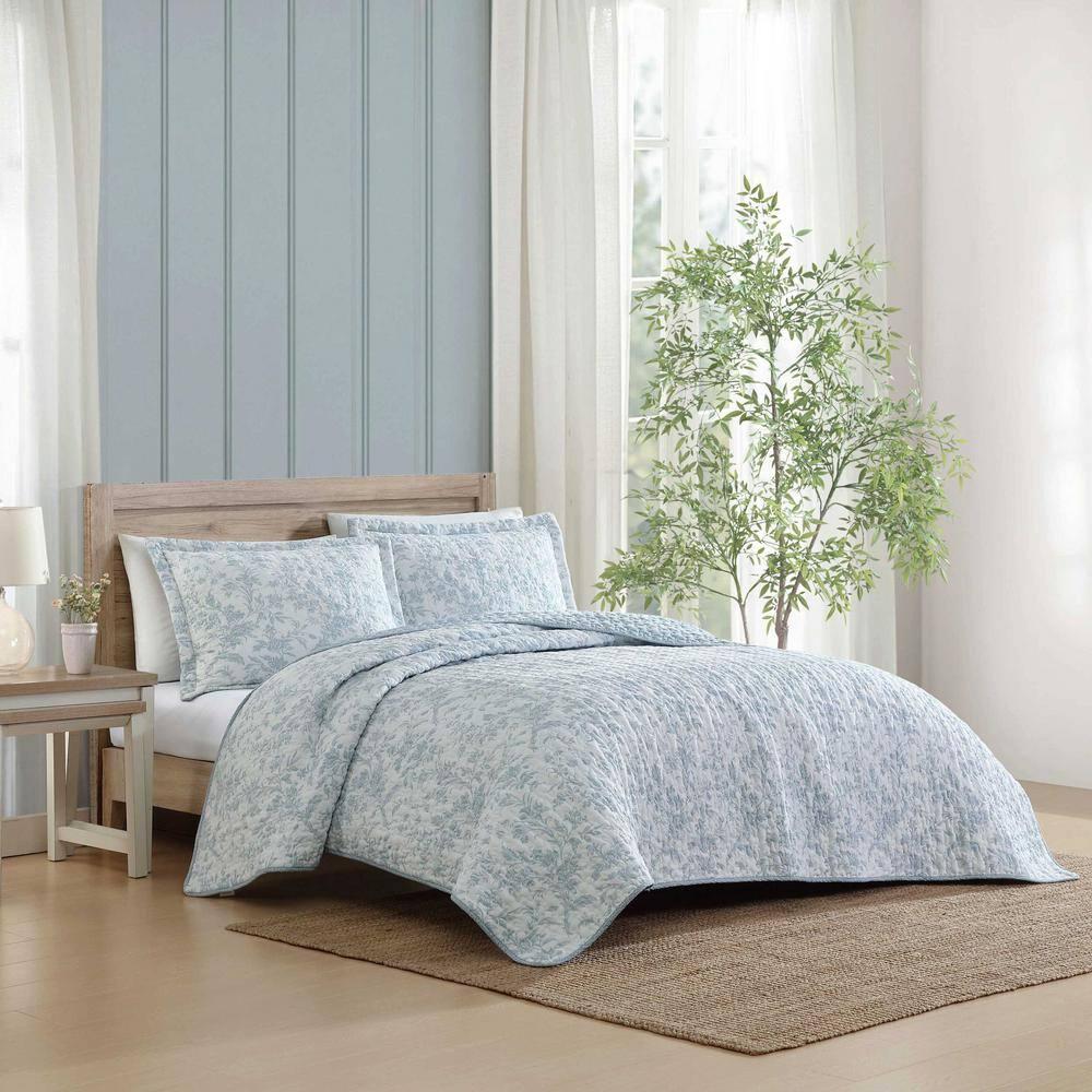Amberly Blue Reversible Twin Microfiber Quilt Set