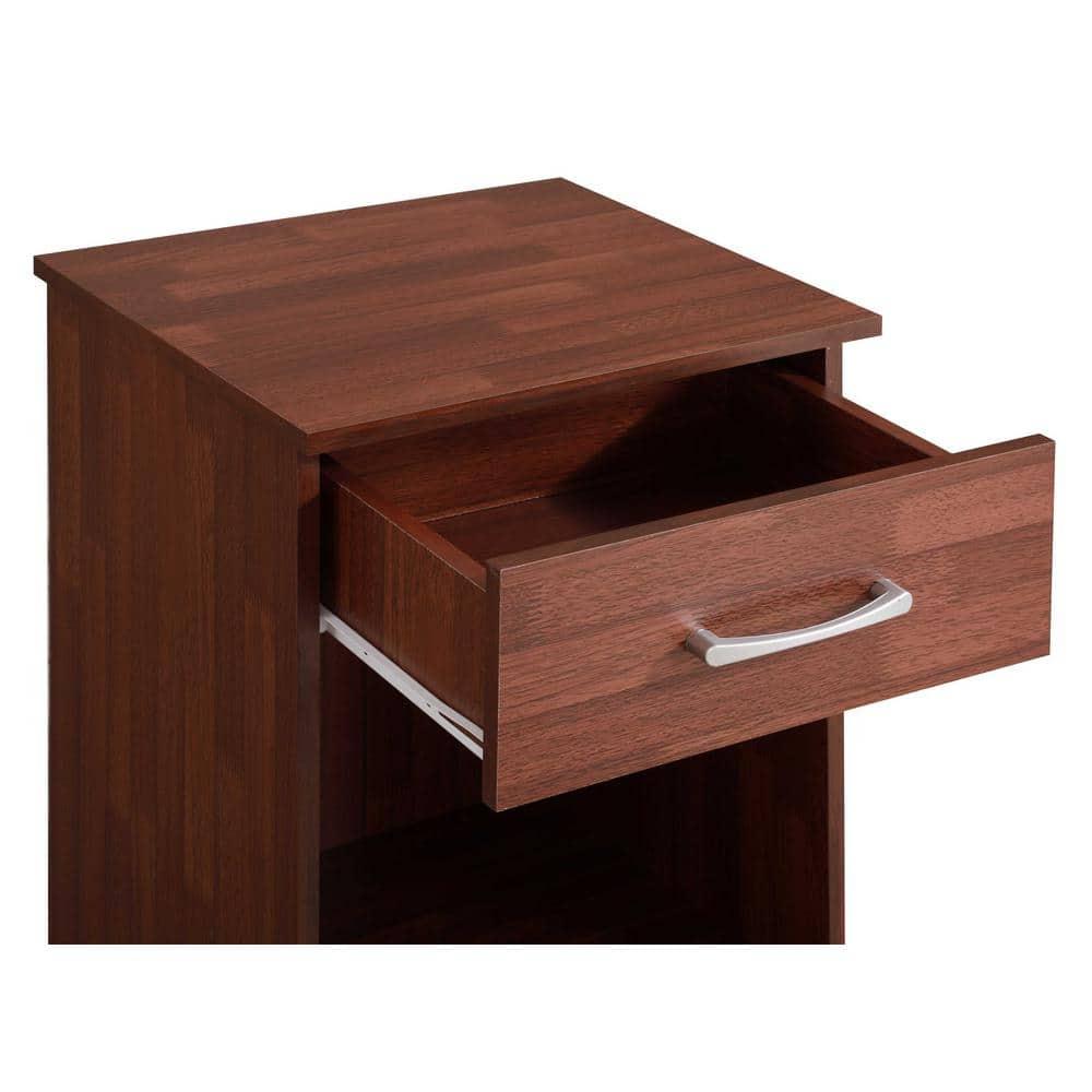 Passion Furniture Lindsey 1-Drawer Cherry Nightstand (24 in. H x 18 in. W x 16 in. D)