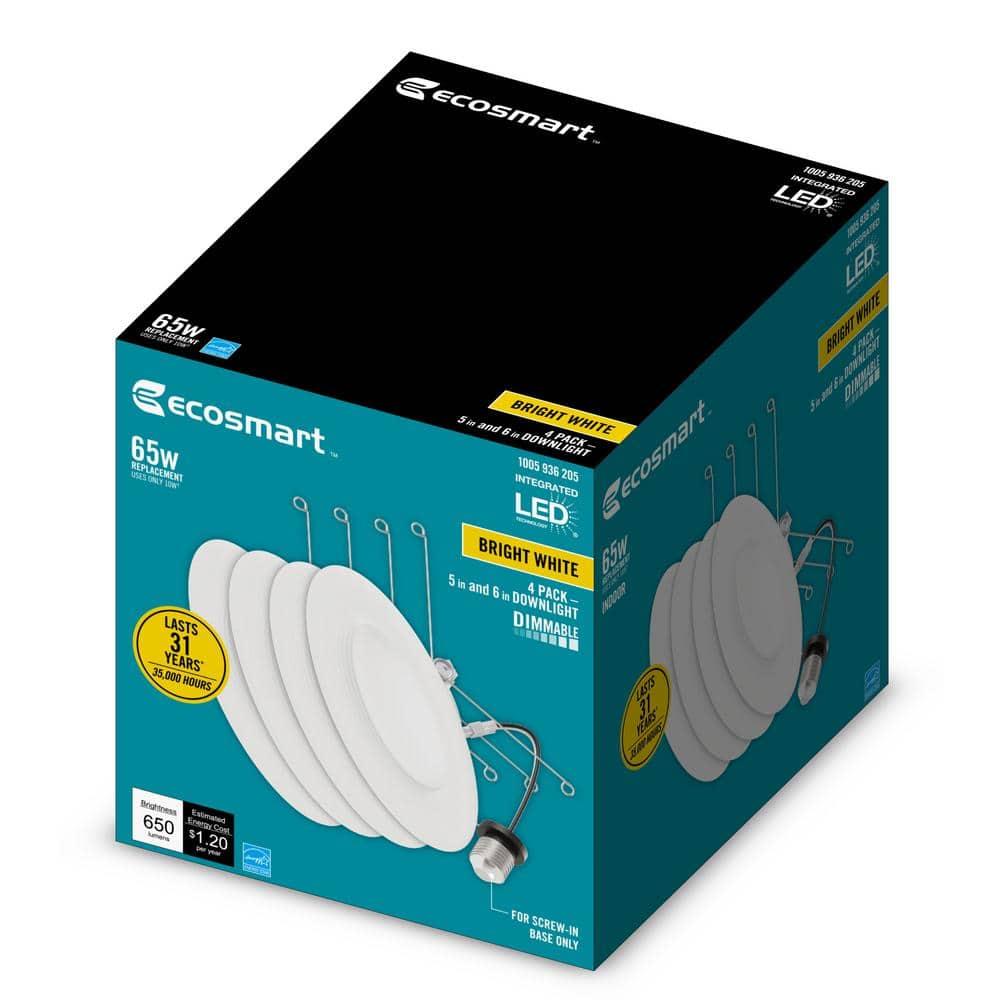 5/6 in. Integrated LED Recessed Retrofit Light Trim 3000K, (4-Pack)