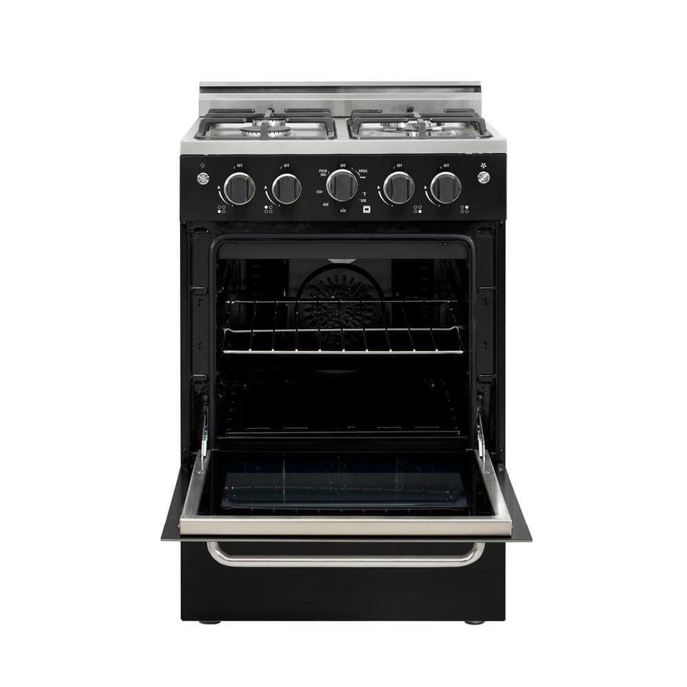 Unique Appliances Prestige 23.5" 4 burner 2.3 cu. ft. Freestanding Gas Range with Convection Oven UGP-24V PC1 B