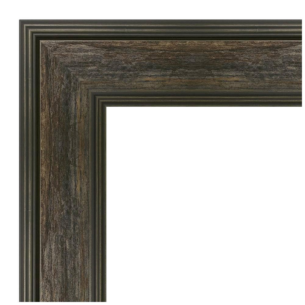 34" x 28" Non-Beveled Rail Rustic Char Wall Mirror - Amanti Art: Rectangle, Polystyrene Frame, Wall Mounted