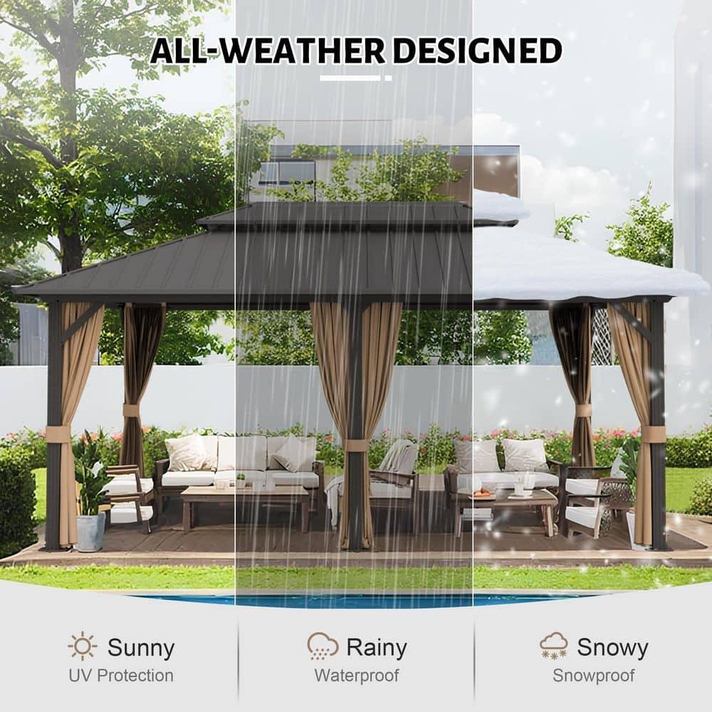 EAGLE PEAK Outdoor Aluminum Frame Hardtop Patio Gazebo