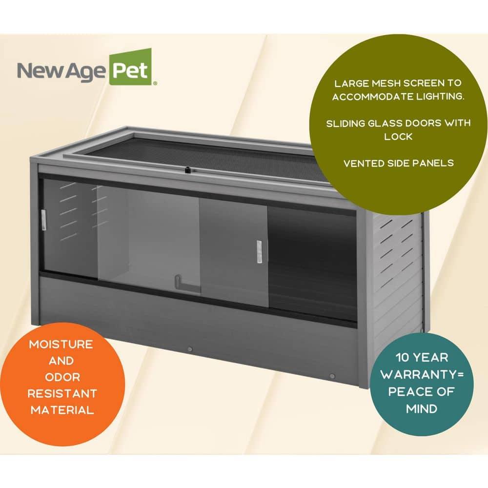 New Age Pet® ECOFLEX® 48 in. Mojave Reptile Terrarium Lounge - Durable Composite Habitat with Ventilated Side Panels, Removable Sliding Glass Doors and Mesh Screen Top for UV/Heat Lamp Setup