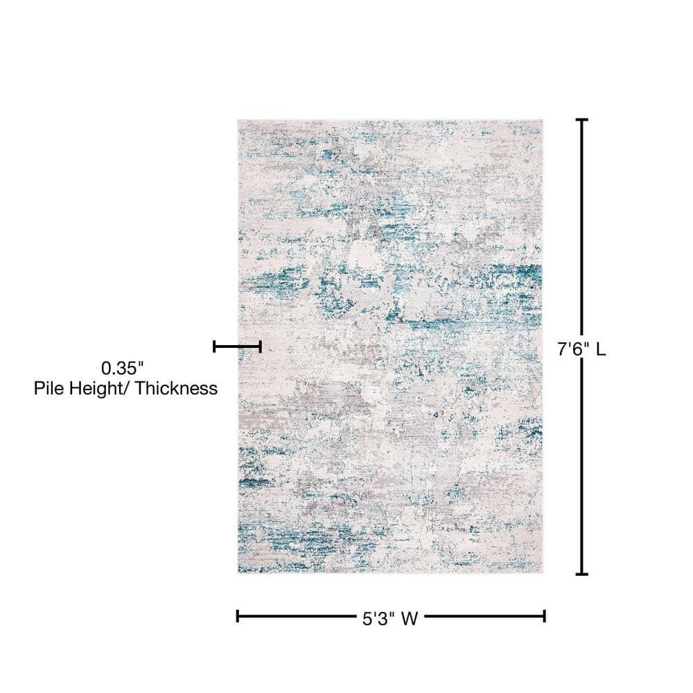 Amalfi AMF572 Power Loomed Area Rug - Cream/Turquoise - 5'3"x7'6" - Safavieh.