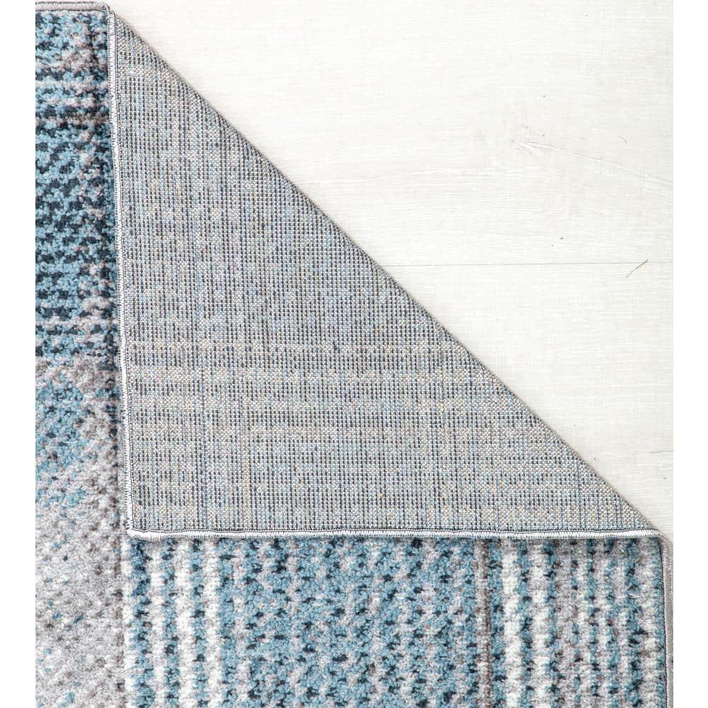 Rugs America Jaelyn JD50A Baltic Rapids Plaid Contemporary Blue Area Rug for Dining Room Rug Neutral Rug Living Room Rug Kitchen, 8'0"X10'0"