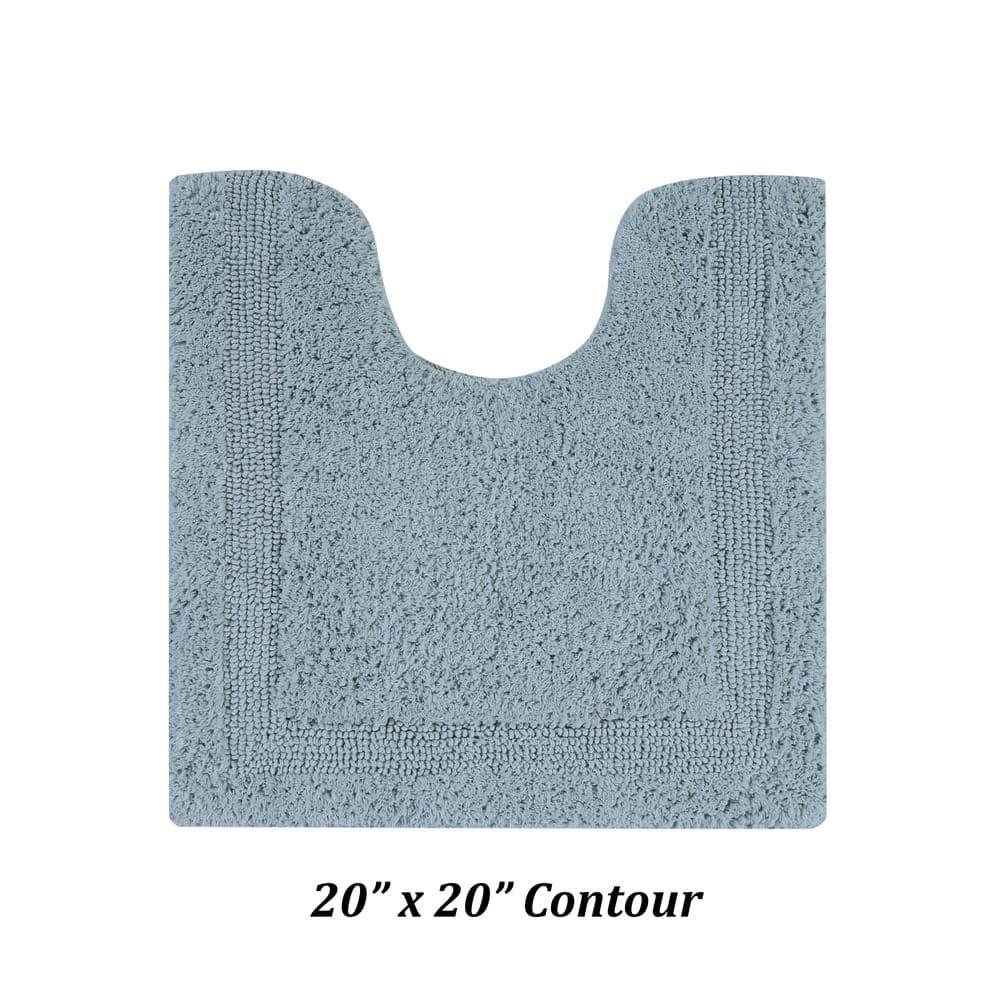 Better Trends Premium 4 Piece Bathroom Rug Set 100% Cotton, Extra Soft Tufted Bath Mat, Water Absorbent & Reversible Mat, Blue Lux Collection 