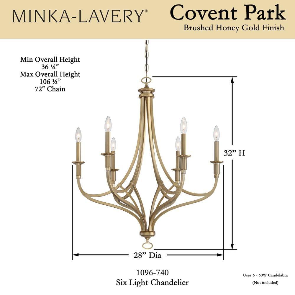 Minka Lavery Brushed Honey Gold Chandelier 28" Wide Modern 6-Light Fixture for Dining Room House Foyer Kitchen Entryway Bedroom