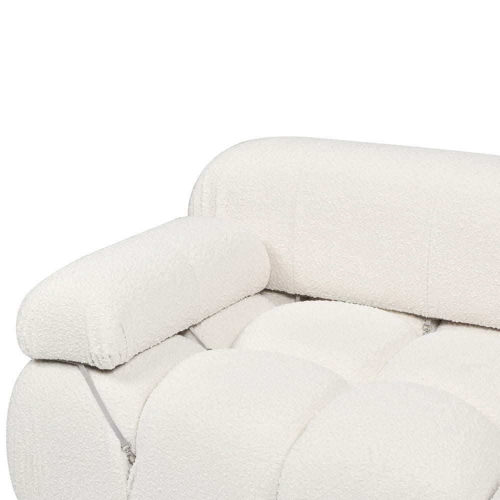 Marcel 109.5" Bubble Modular Modern 3-Piece Sofa, Ivory White Boucle