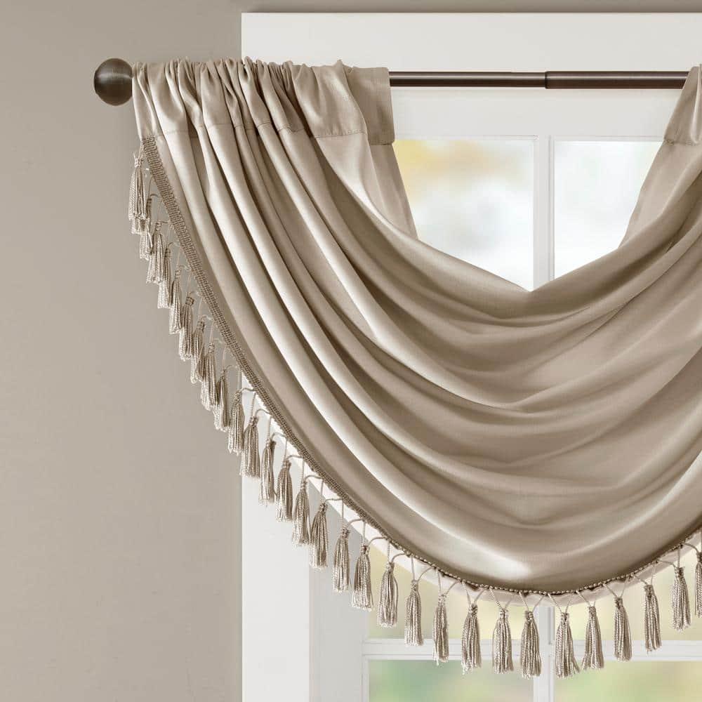 Madison Park Elena Faux Silk Waterfall Embellished 38'' W Window Valance