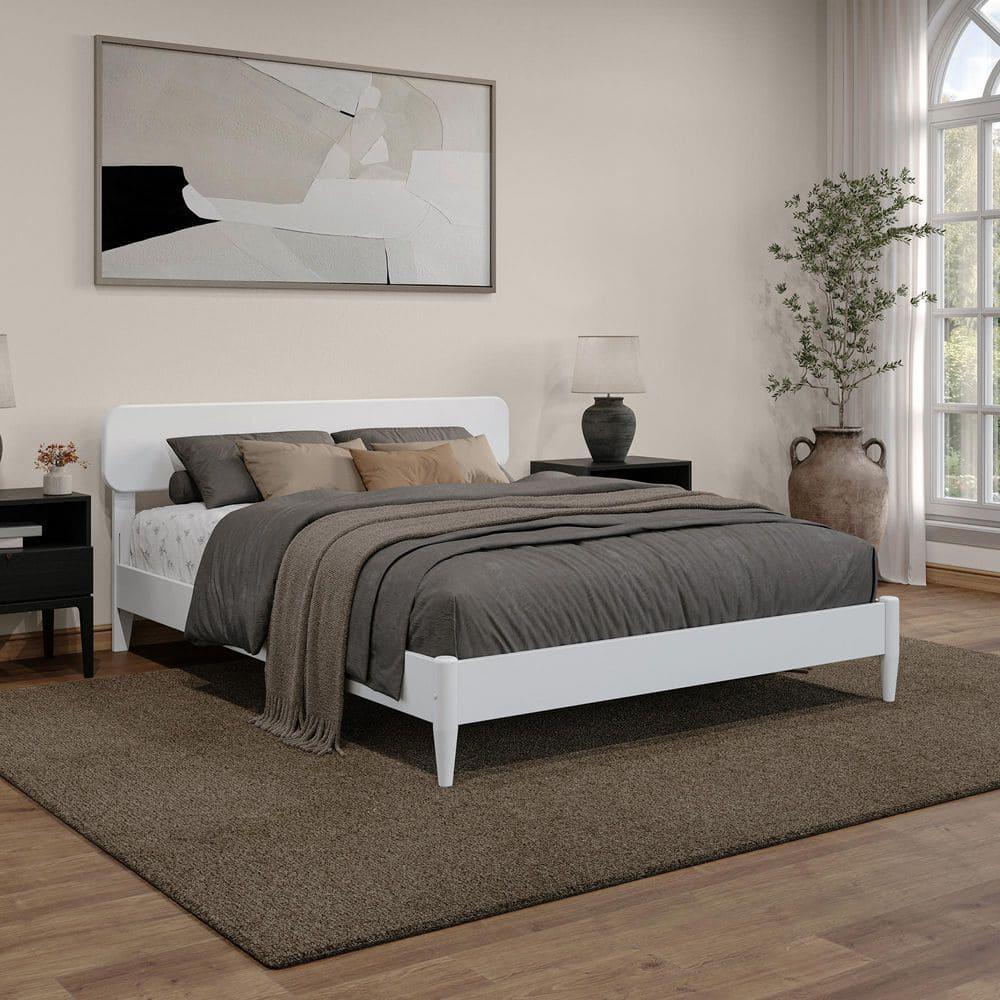 AFI Florence Queen Solid Wood Low Profile Platform Bed, White