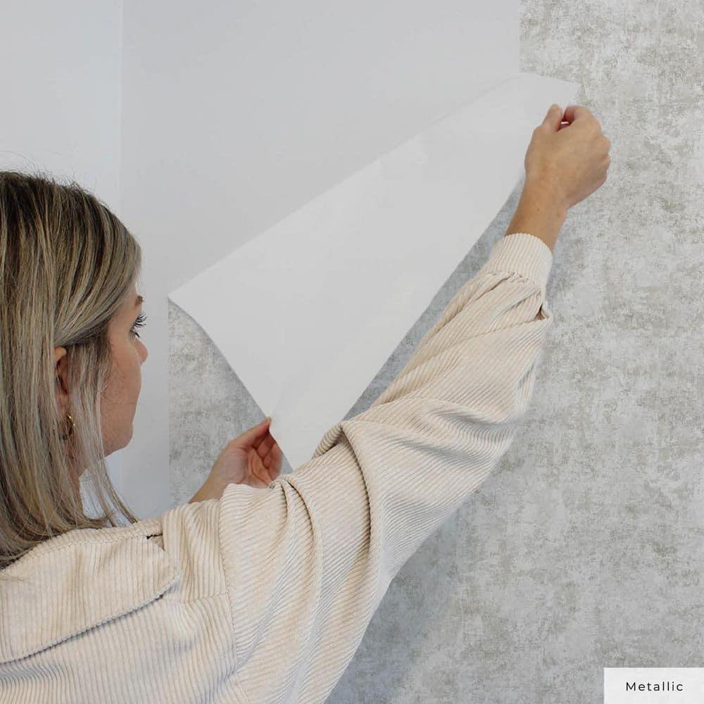 Tempaper & Co. Distressed Gold Removable Peel and Stick Wallpaper, Pearl Leaf, 28 sq ft