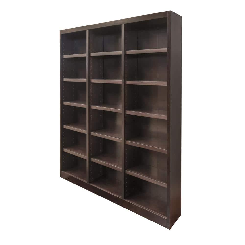 Winston Porter Aliette Triple Wide Wood Bookcase, 18 Bookshelf, 84 inch Tall Storage and Display Bookshelf for Home Office and Living Room