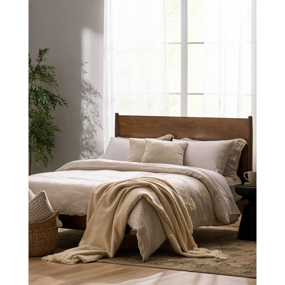GDF Studio OkiOKi Mid Century Wood Bed, Medium Brown Full