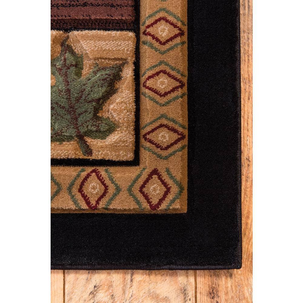 Designer Home Woodlands Area Rug 2055 40426 Homestead Beige Trees Leaves 7' 10" x 10' 6" Rectangle