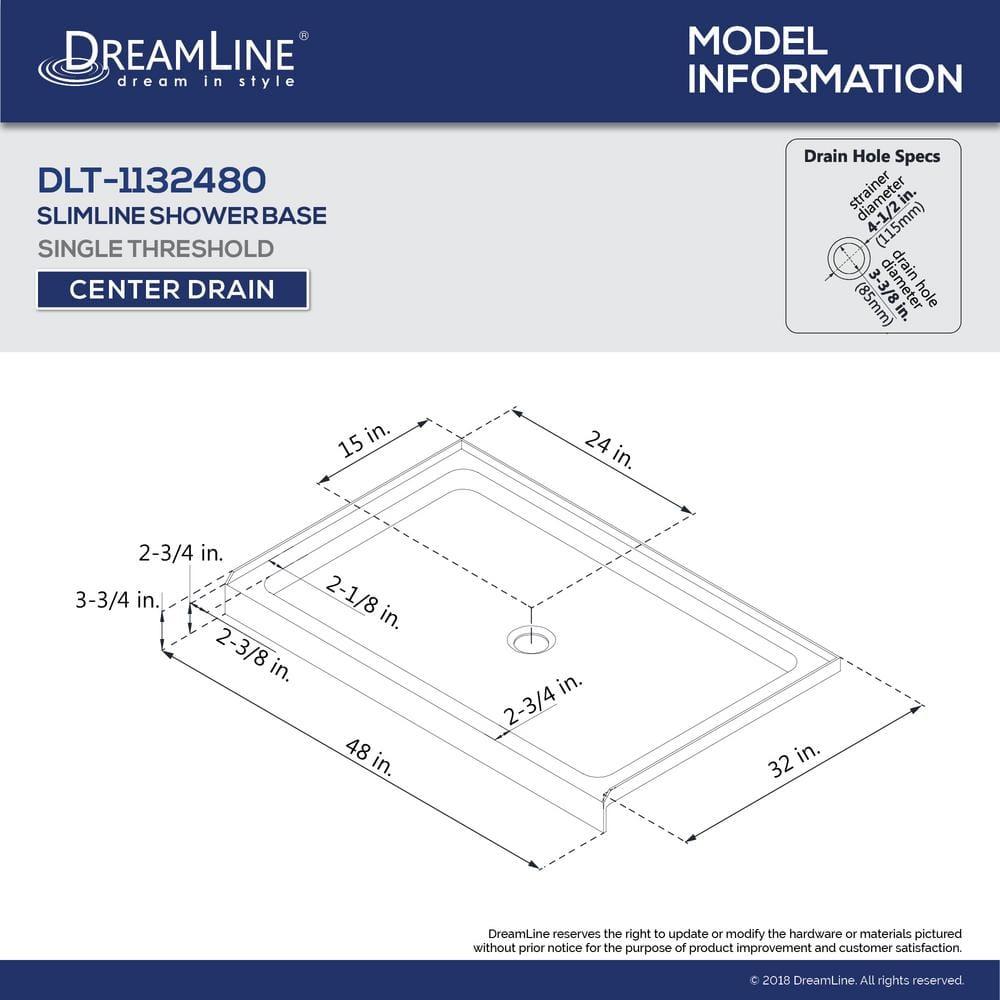 SlimLine 48" x 32" Single Threshold Shower Base