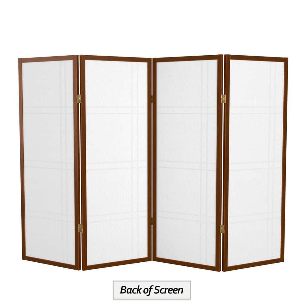 4 ft. Short Double Cross Shoji Screen - Walnut - 4 Panels