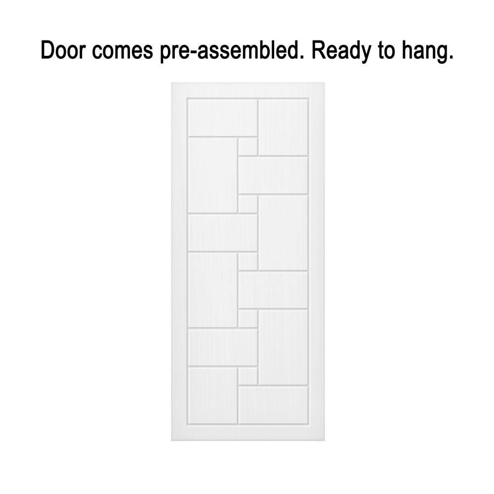 Calhome Paneled Manufactured Wood And Metal Barn Door With Installation Hardware Kit